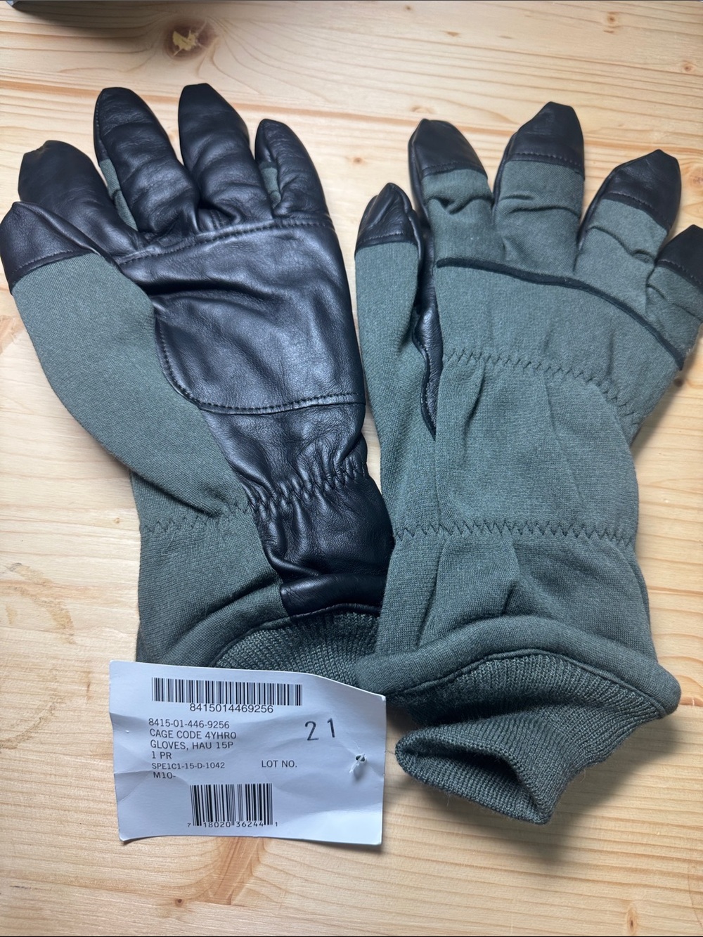 Tactical Olive Green Gloves with Black Leather Palm